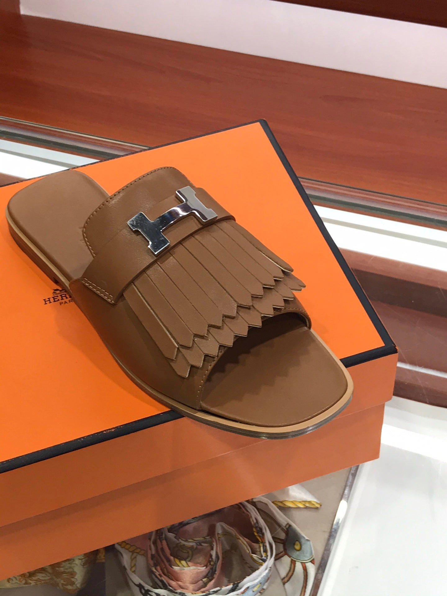 HERMES ROYAL SANDAL CHOCOLATE LAMBSKIN