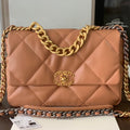 CHANEL 19 FLAP BAG 30 BROWN GOATSKIN