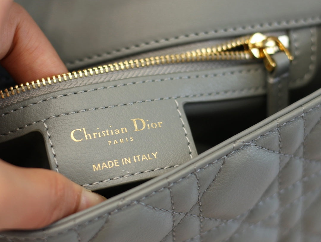 DIOR CARO MINI BAG 20 IN LIGHT BLUE CALFSKIN