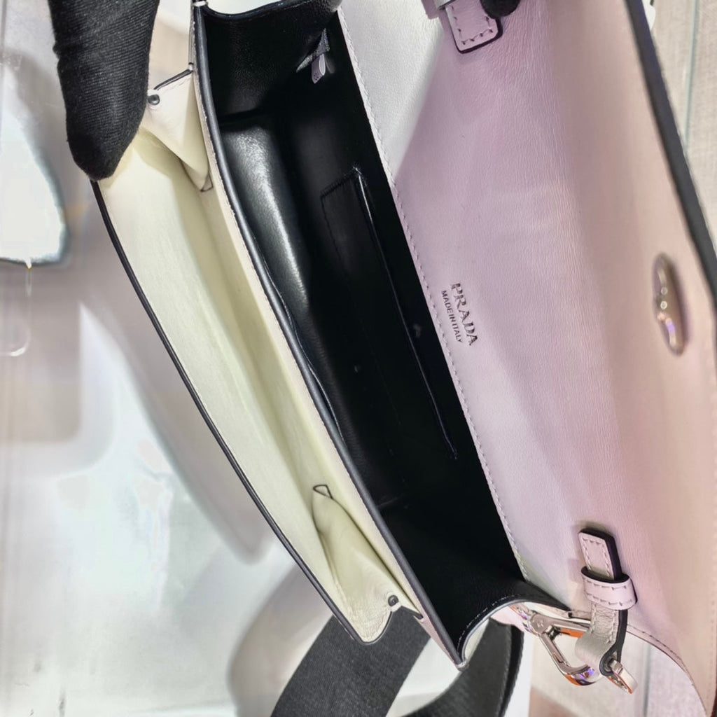 PRADA ENVELOPE FLAP BAG 20 IN WHITE SAFFIANO LEATHER