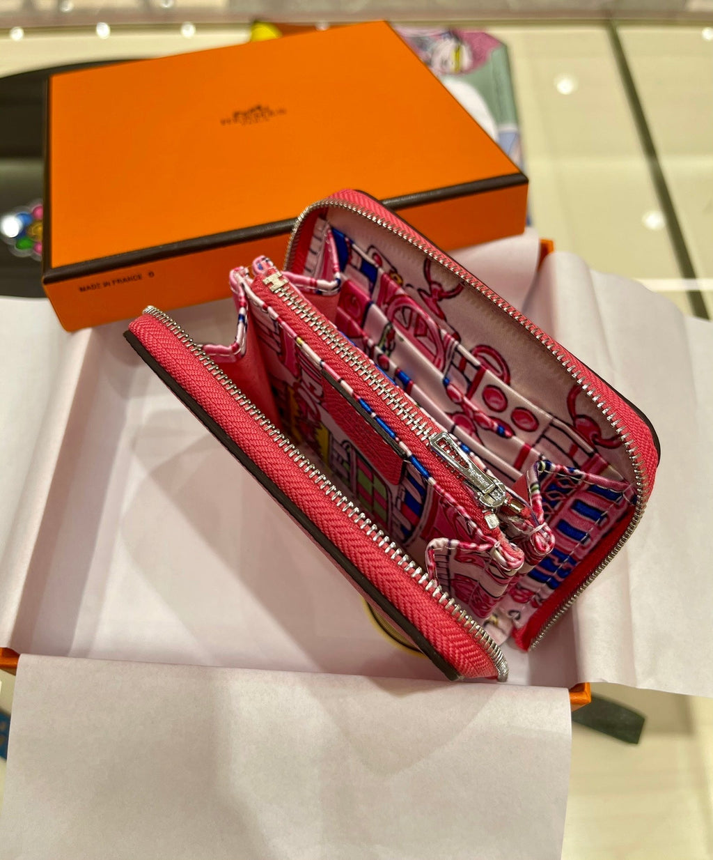 HERMES Compact Wallet 11.5 Dark Pink Epsom