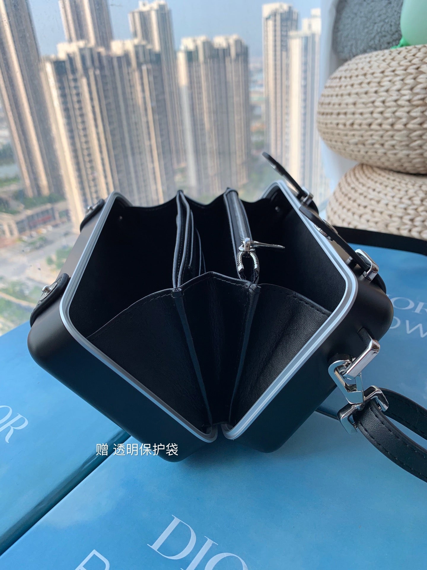 DIOR RIMOWA 20 CASE BAG IN BLACK ALUMINUM MAGNESIUM