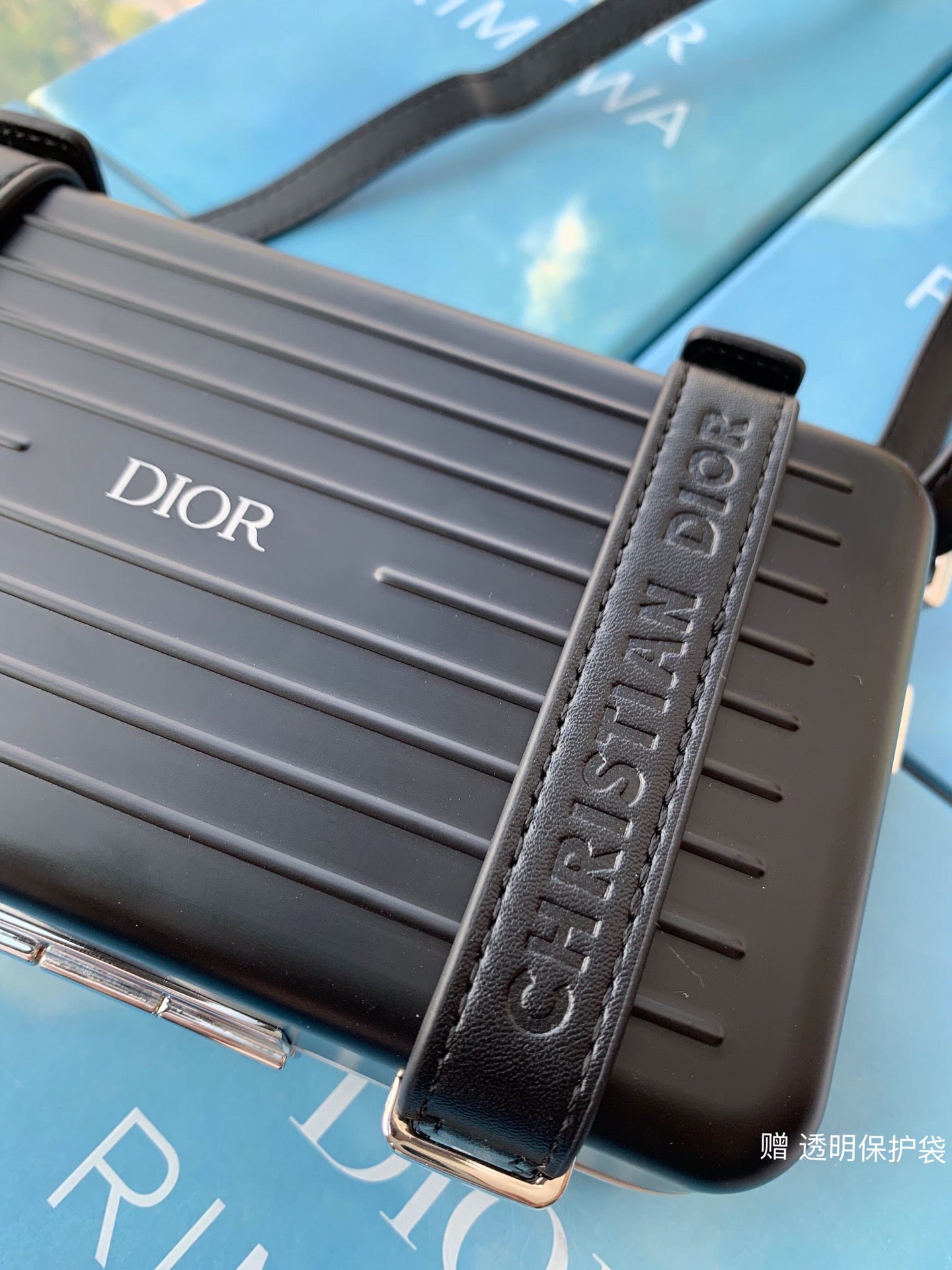 DIOR RIMOWA 20 CASE BAG IN BLACK ALUMINUM MAGNESIUM