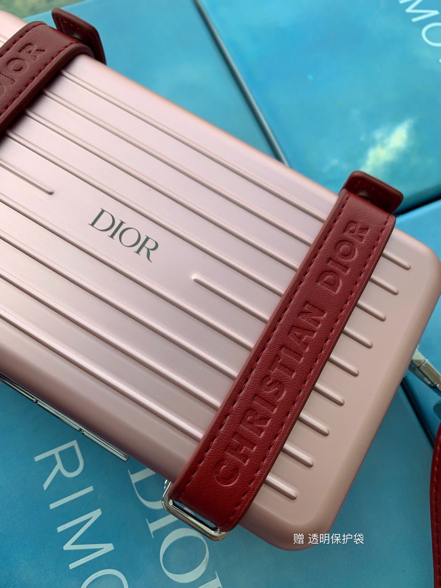 DIOR RIMOWA 20 CASE BAG IN LIGHT PINK ALUMINUM MAGNESIUM