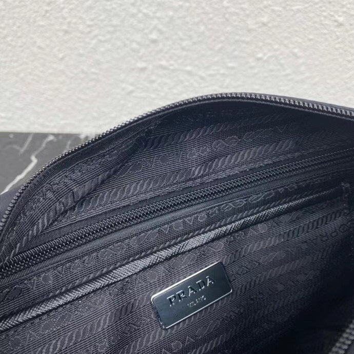 PRADA SMALL 27 SHOULDER BAG IN BLACK RE-NYLON
