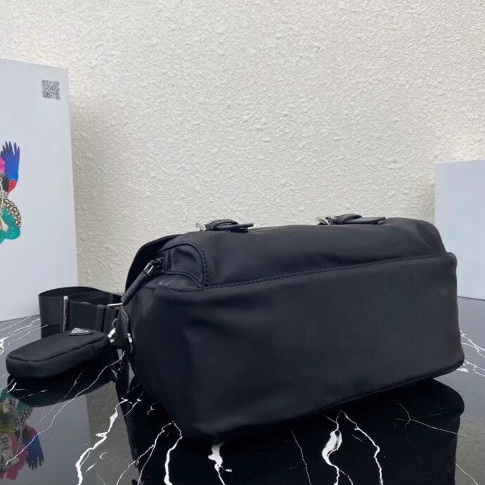 PRADA SMALL 27 SHOULDER BAG IN BLACK RE-NYLON