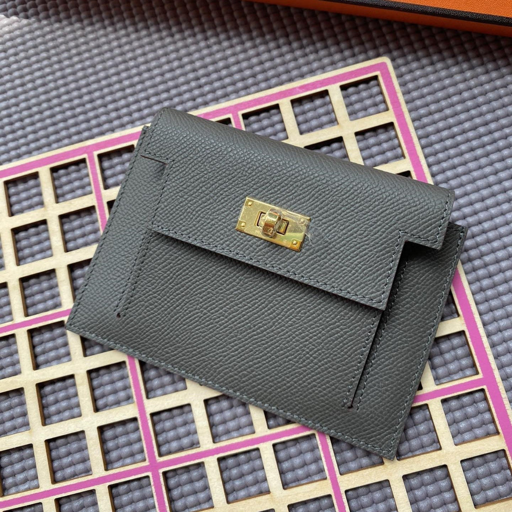 HERMES Kelly Pocket 13.5 Dark Grey Epsom Ghw