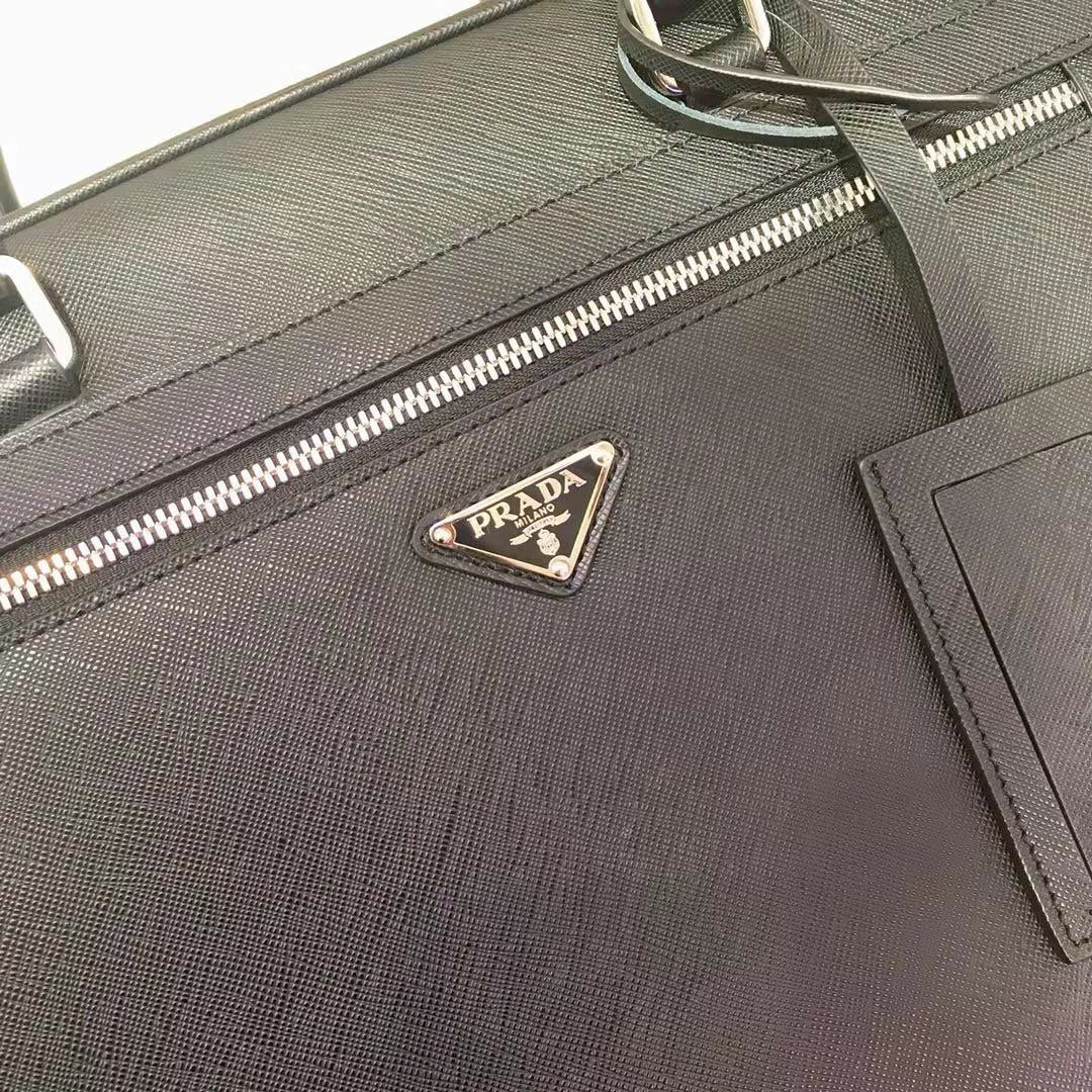PRADA 38 BRIEFCASE IN BLACK SAFFIANO LEATHER
