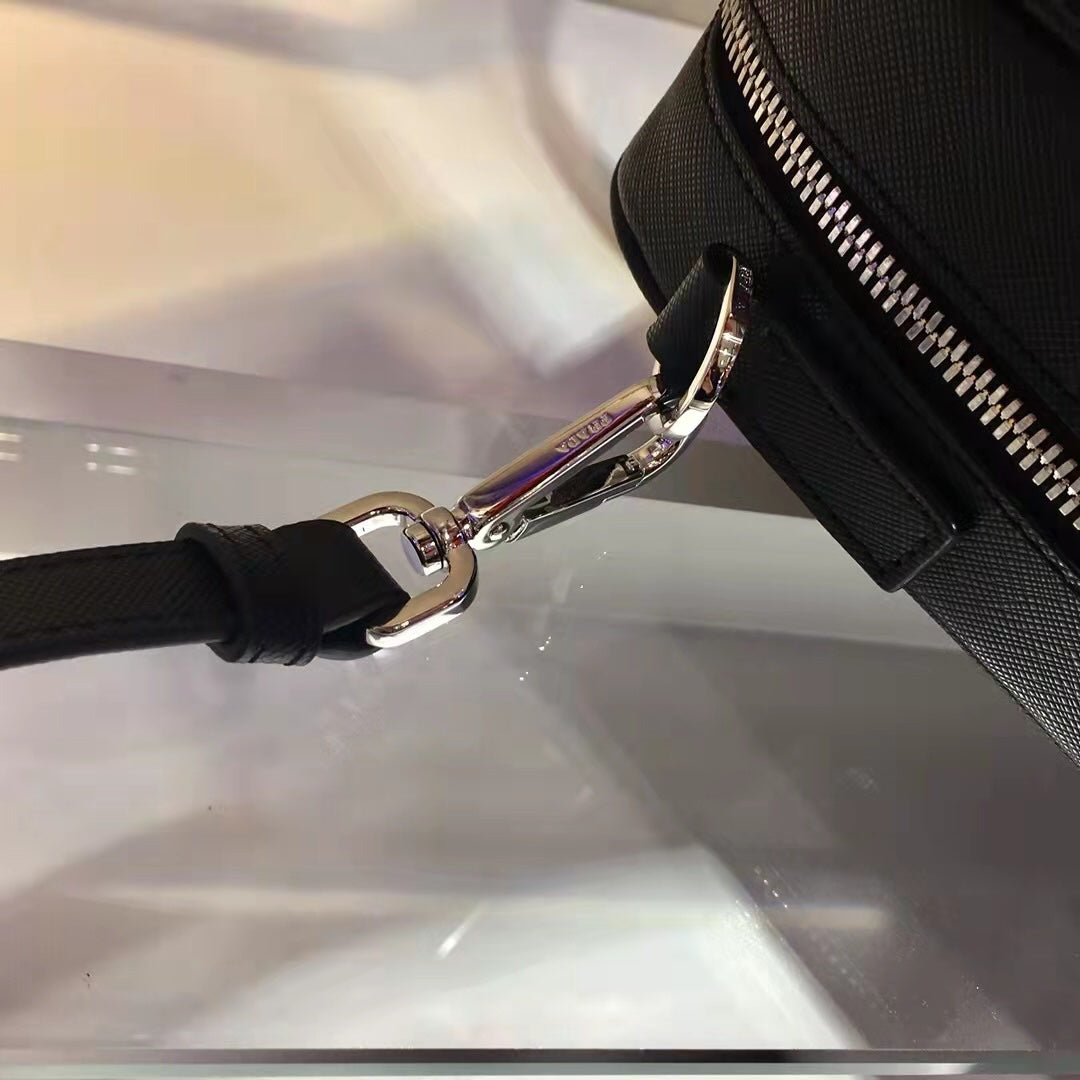PRADA 38 BRIEFCASE IN BLACK SAFFIANO LEATHER