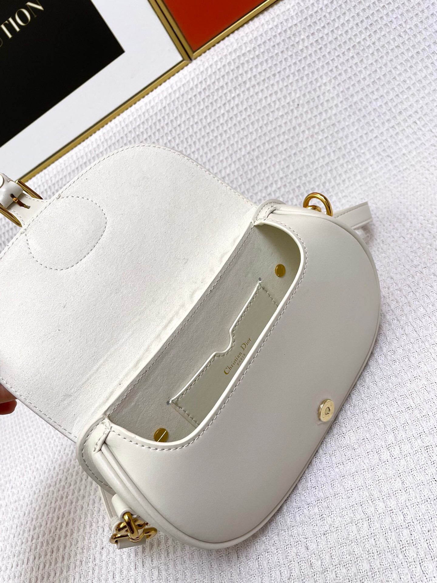 DIOR MINI BOBBY EAST-WEST 20 BAG IN WHITE CALFSKIN