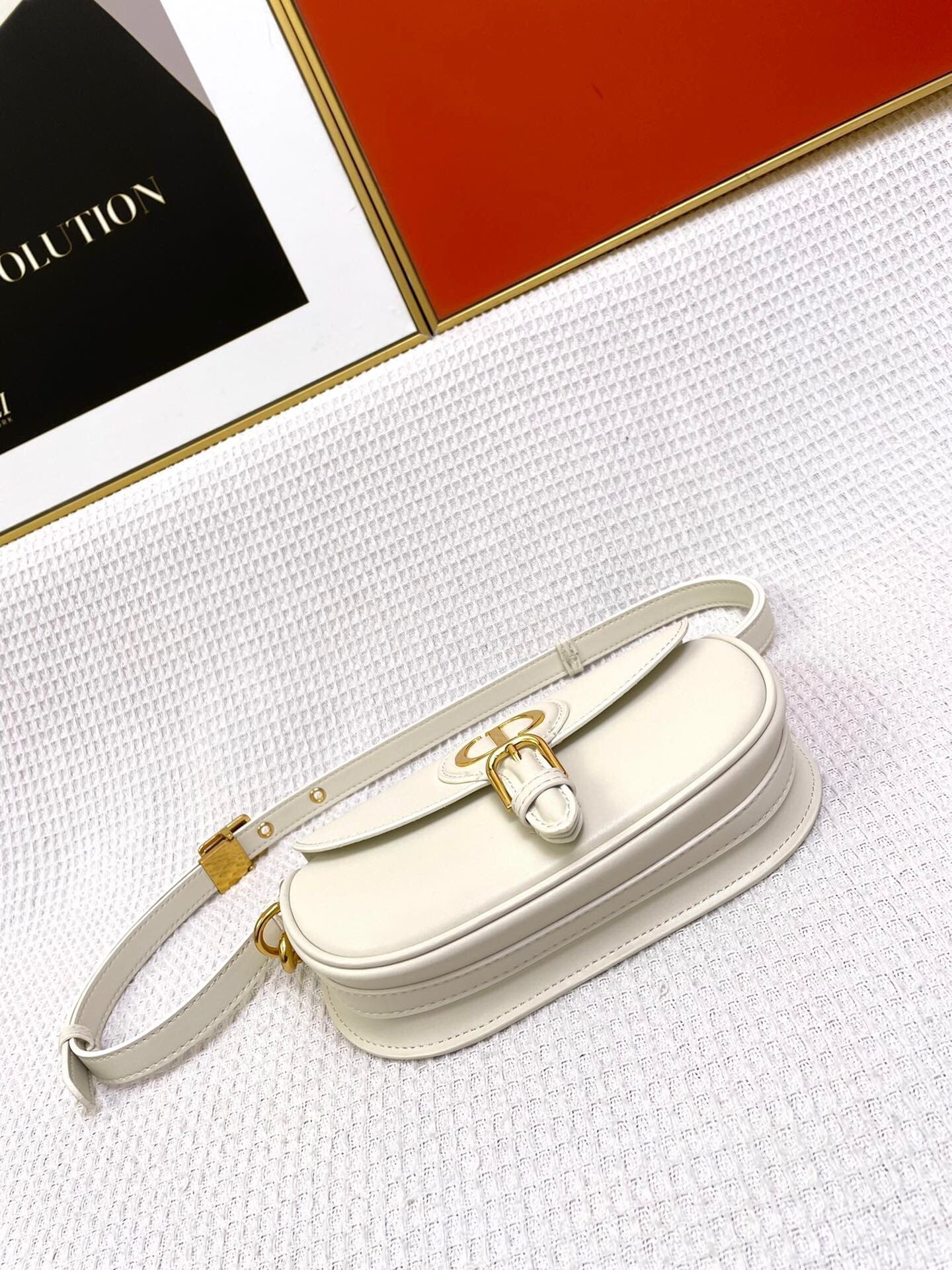 DIOR MINI BOBBY EAST-WEST 20 BAG IN WHITE CALFSKIN