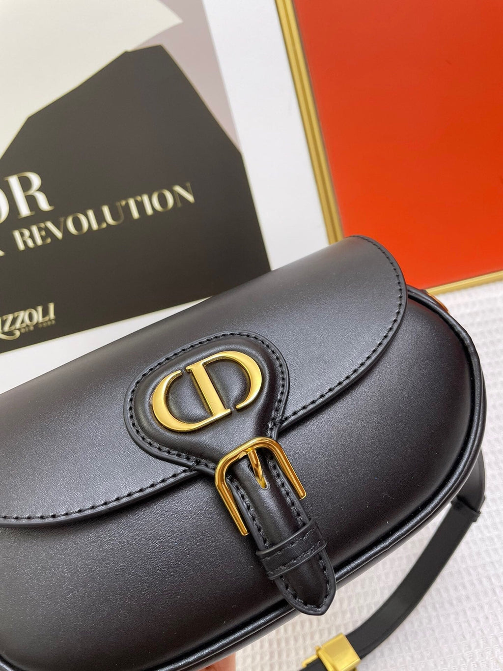 DIOR MINI BOBBY EAST-WEST 20 BAG IN BLACK CALFSKIN