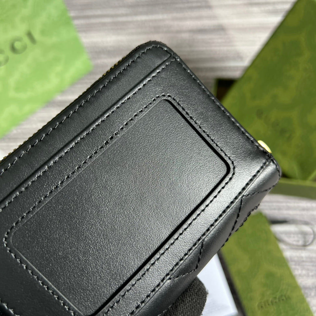 GUCCI MARMONT MINI 11 WALLET BLACK CALFSKIN