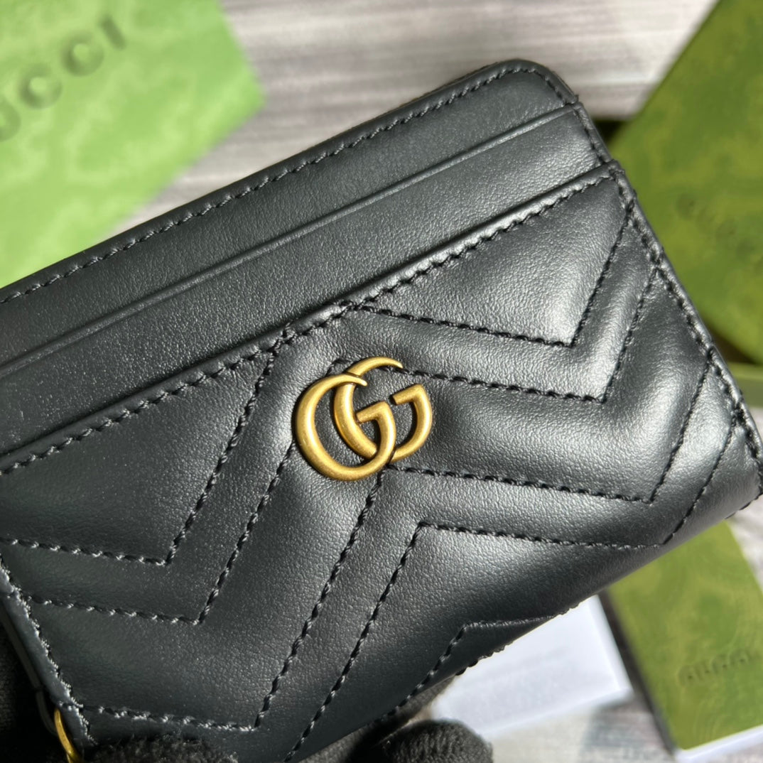 GUCCI MARMONT MINI 11 WALLET BLACK CALFSKIN
