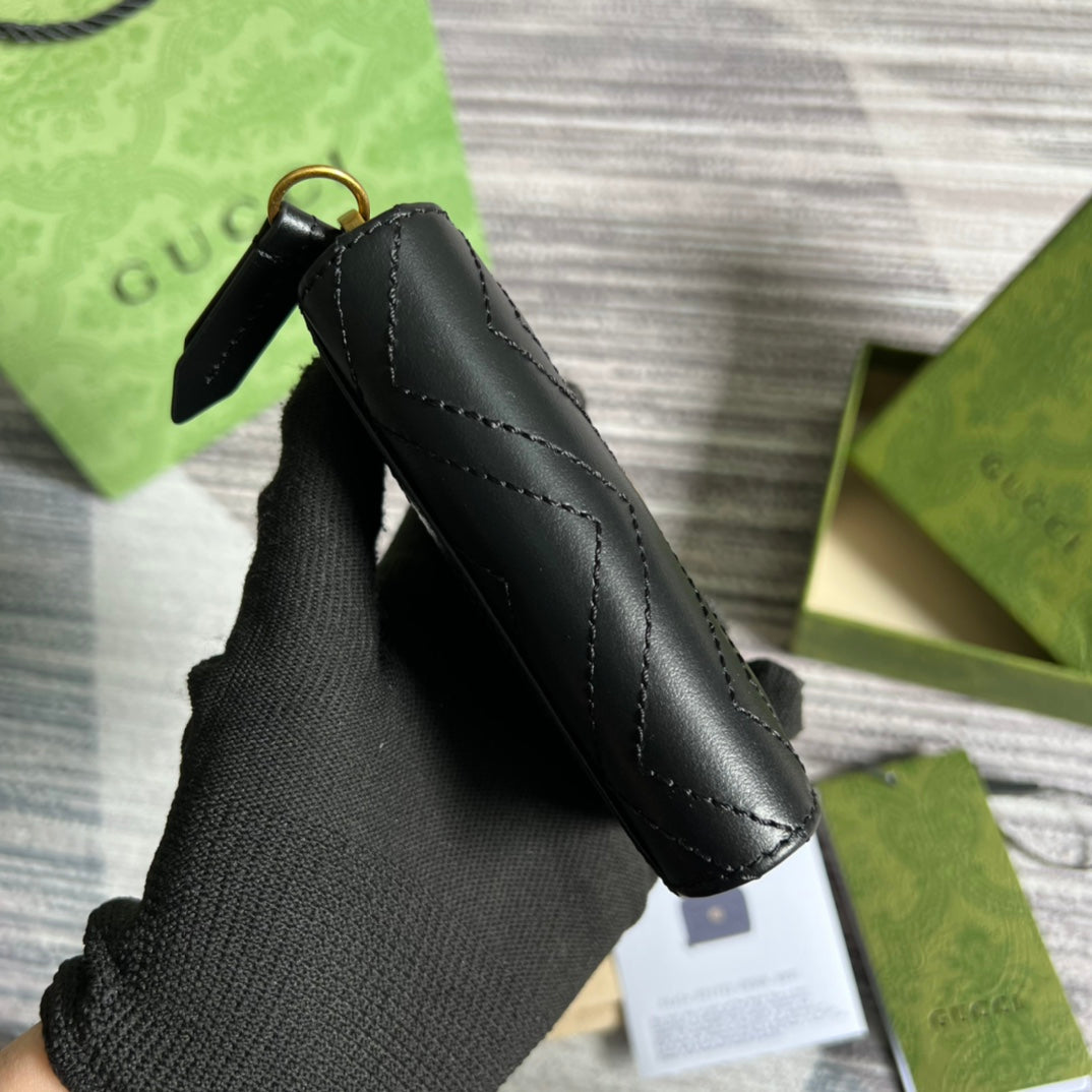 GUCCI MARMONT MINI 11 WALLET BLACK CALFSKIN