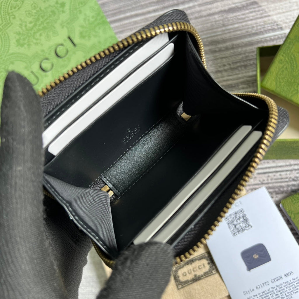 GUCCI MARMONT MINI 11 WALLET BLACK CALFSKIN