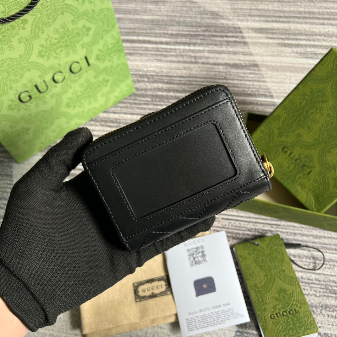 GUCCI MARMONT MINI 11 WALLET BLACK CALFSKIN