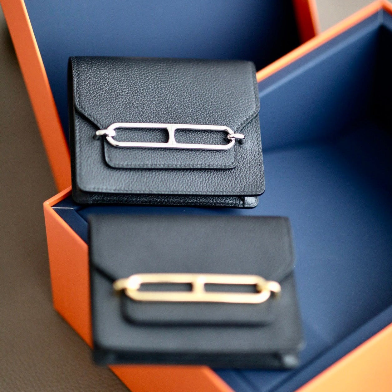HERMES RoulisSlim Wallet 12.7 Black Calfskin