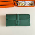HERMES JIGE ELAN 29 CLUTCH IN FOREST GREEN CALFSKIN