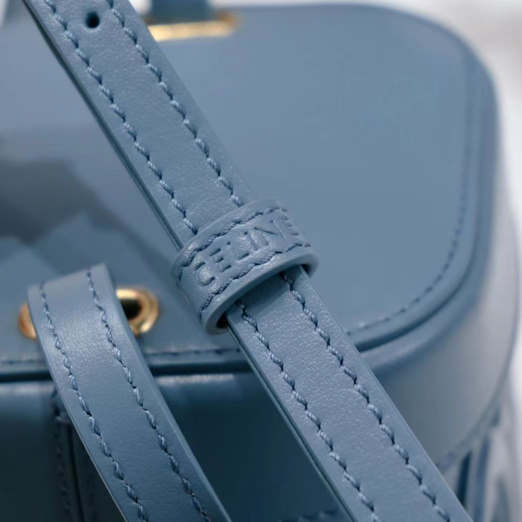 CELINE SQUARE BOX CROSSBODY BAG 11 AZURE BLUE CALFSKIN