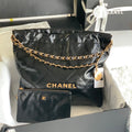 CHANEL LARGE 42 BAG IN BLACK CALFSKIN GOLD HARDWARE