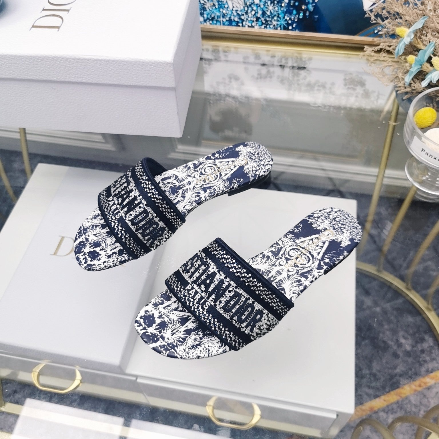 DIOR CD Mule Dway Slide 10mm Multi-motifs Style 15