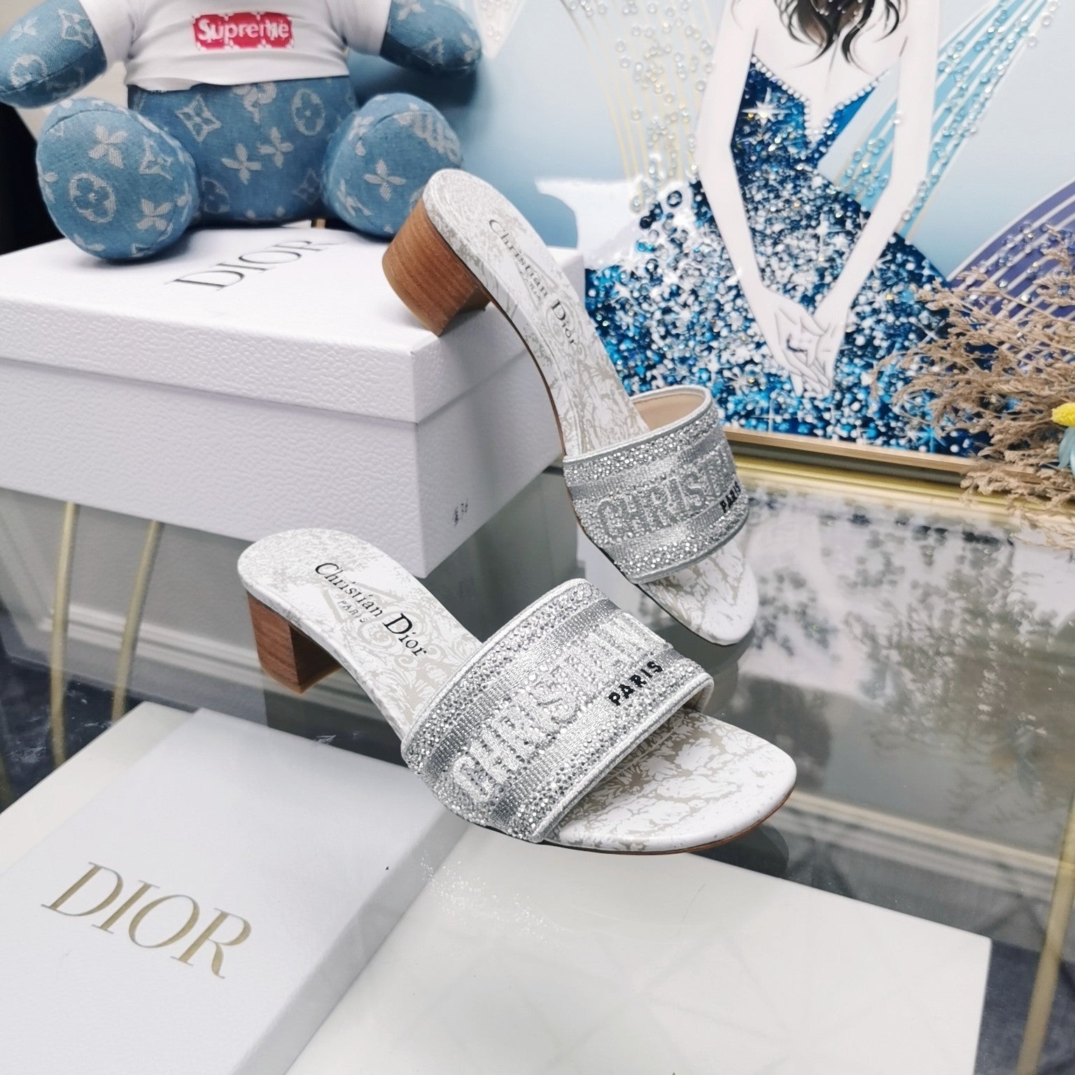 DIOR CD Mule Dway Heeled Slide 45mm Style 25