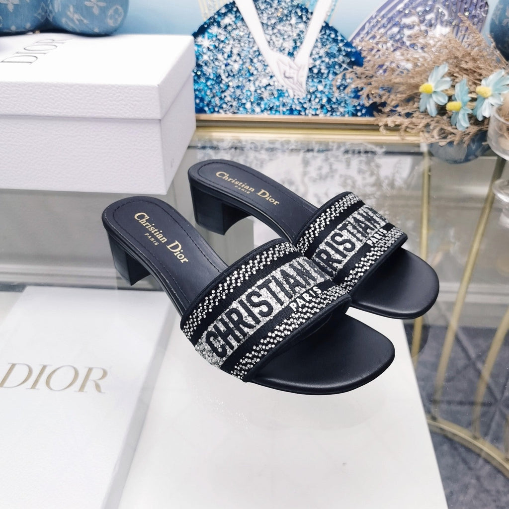 DIOR CD Mule Dway Heeled Slide 45mm Style 19