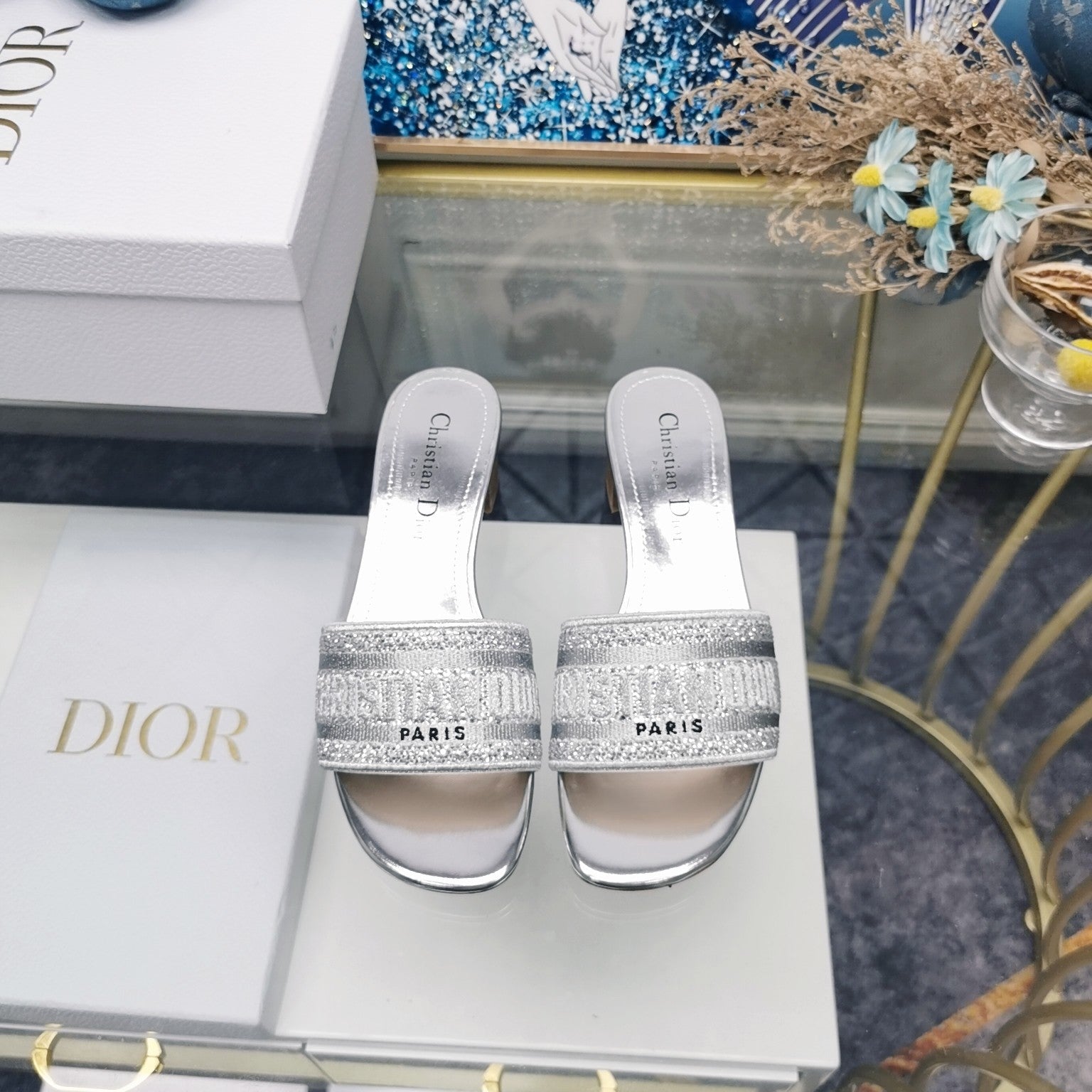 DIOR CD Mule Dway Heeled Slide 45mm Style 17