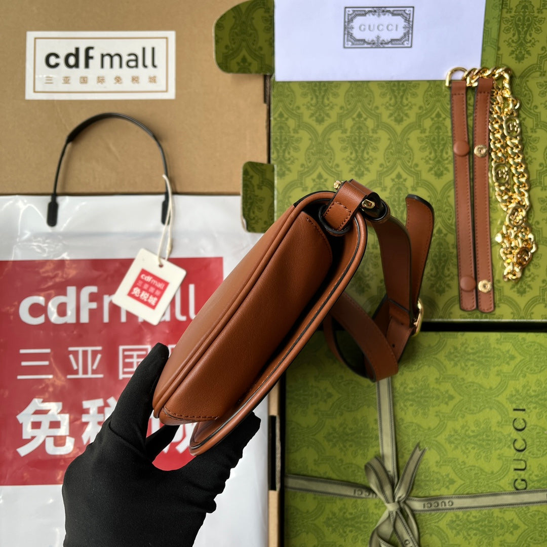 GUCCI BLONDIE SHOULDER BAG 28 IN BRONZE BROWN LAMBSKIN GOLD HARDWARE