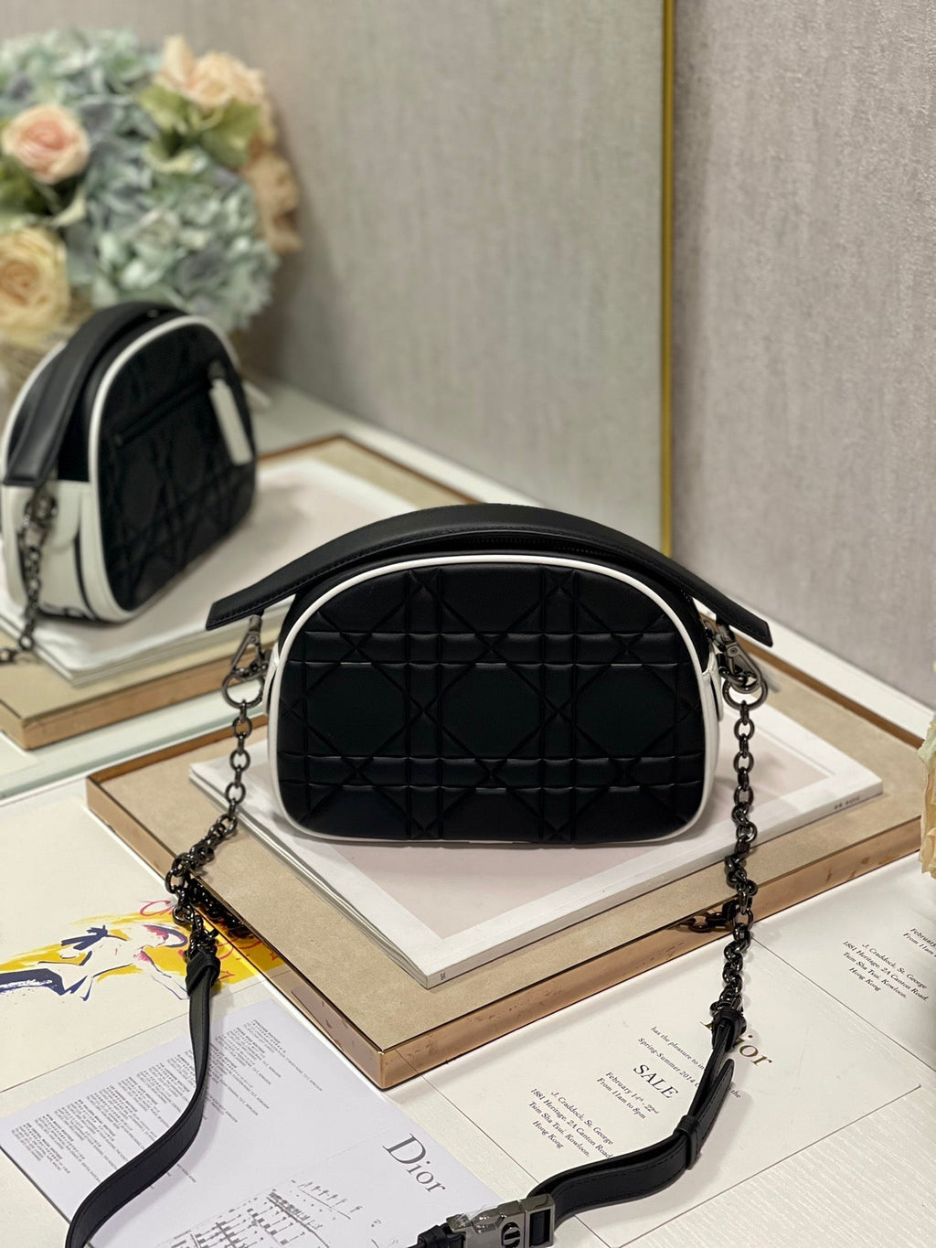 DIOR VIBE HOBO 22 BAG IN BLACK CALFSKIN