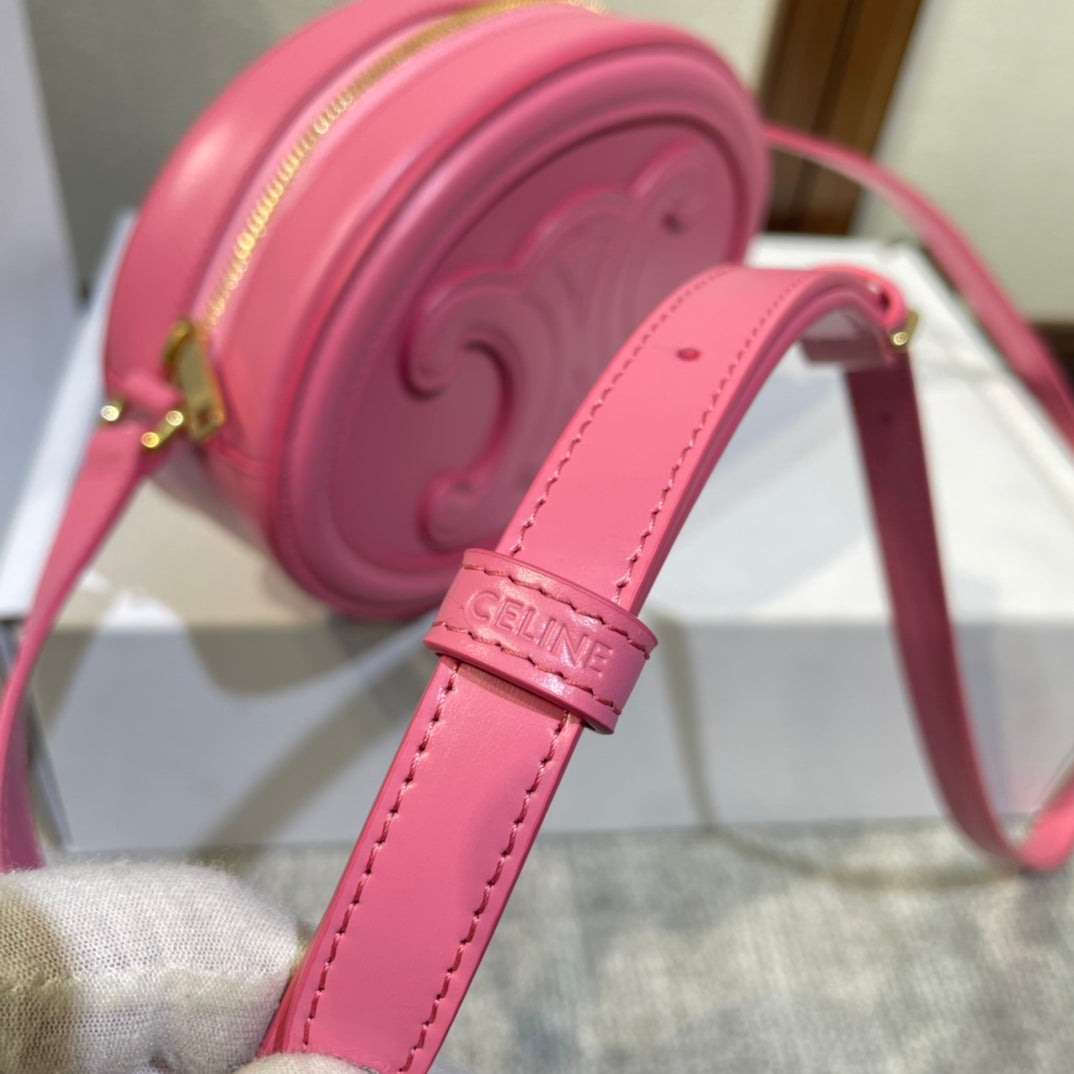 CELINE OVAL PURSE BAG 20 IN ROUGE PINK CALFSKIN