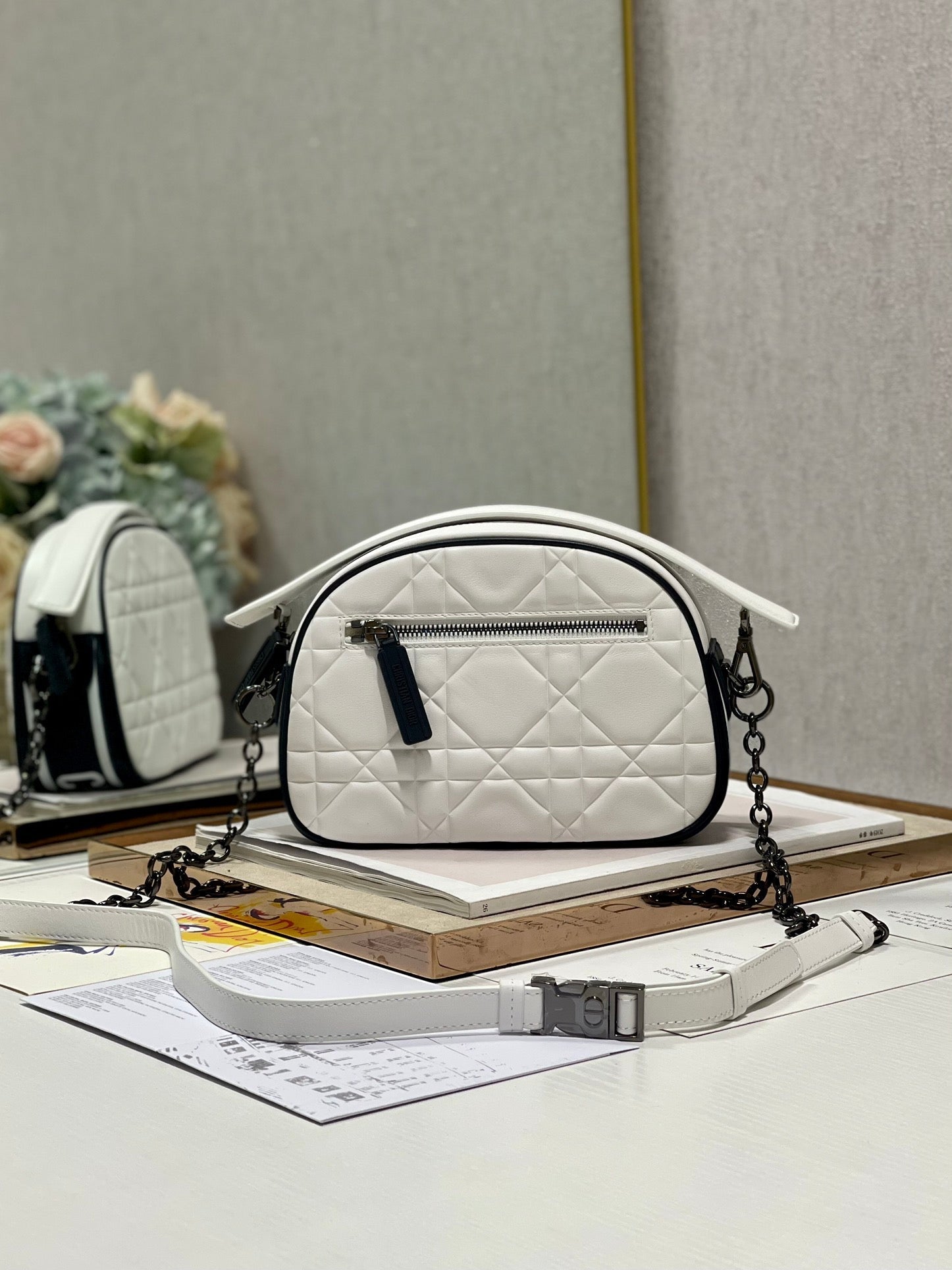DIOR VIBE HOBO 22 BAG IN WHITE CALFSKIN