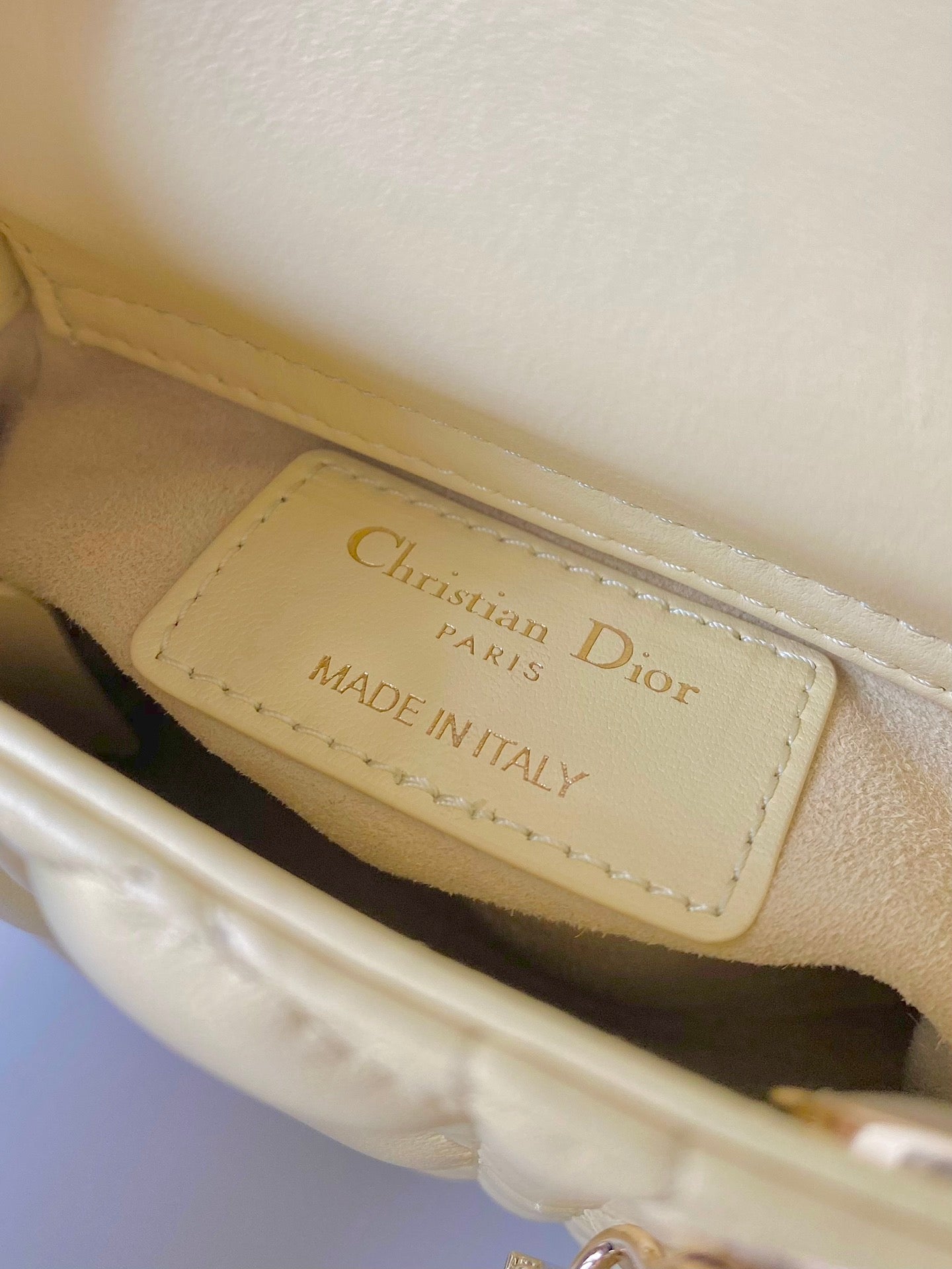 DIOR MICRO LADY 12 BAG IN LIGHT YELLOW LAMBSKIN