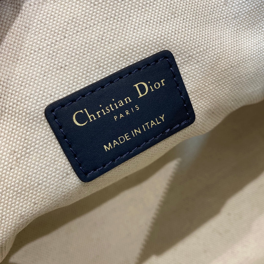 DIOR CD BUCKLE SHOULDER BAG 22 IN BLUE MONOGRAM OBLIQUE JACQUARD