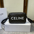 CELINE MEDIUM MESSENGER BAG 23 IN BLACK TRIOMPHE CANVAS WITH  PRINT