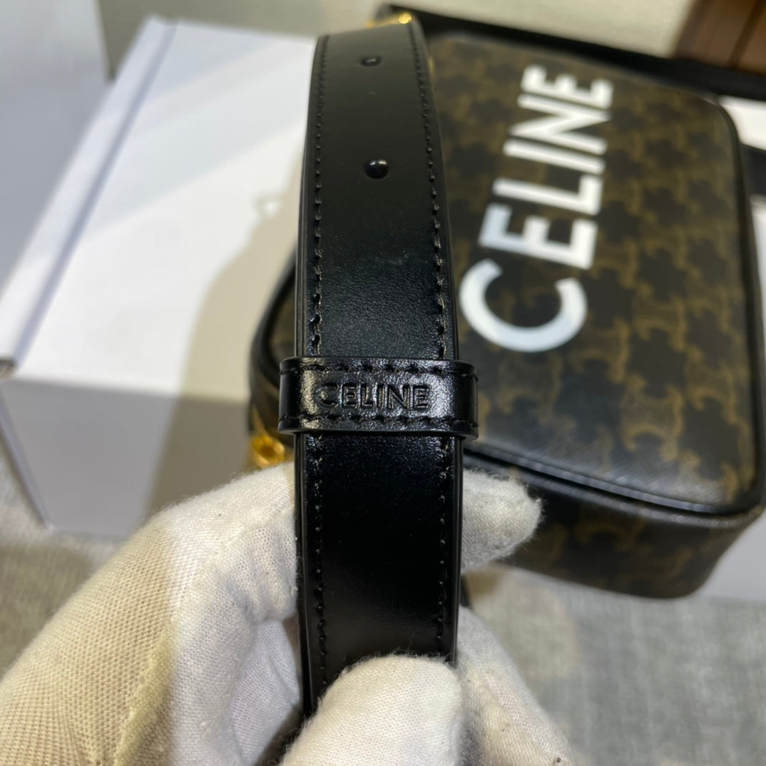 CELINE MEDIUM MESSENGER BAG 23 IN BLACK TRIOMPHE CANVAS WITH  PRINT