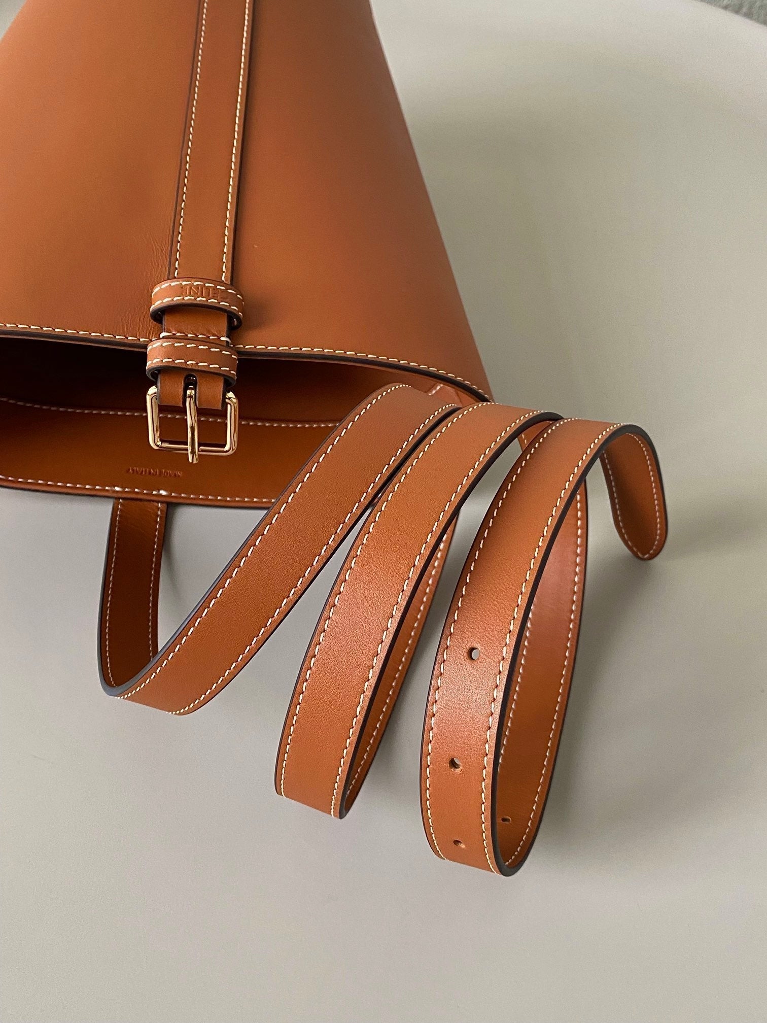 CELINE TRIOMPHE 25 BUCKET BAG CINNAMON BROWN CALFSKIN