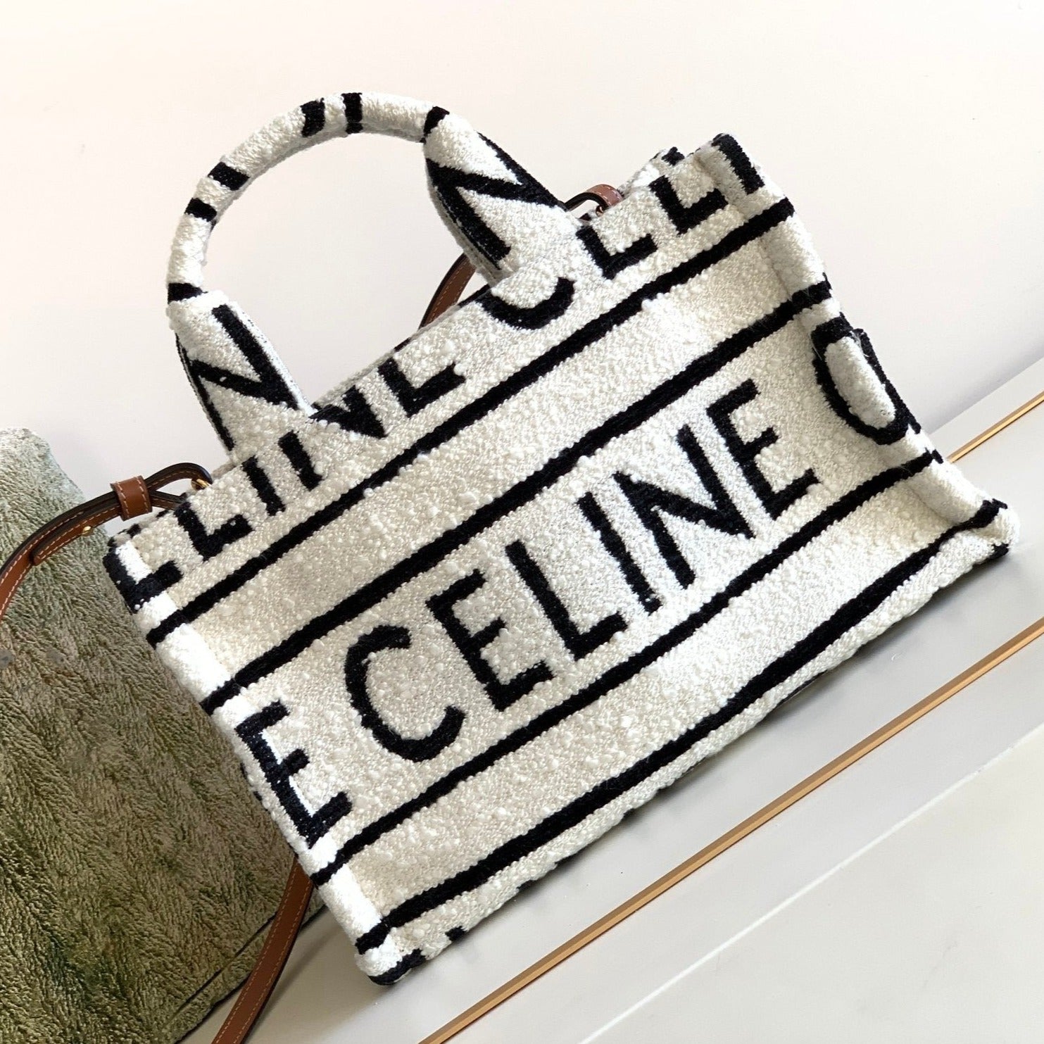 CELINE TRIOMPHE 26 FABRIC WHITE BLACK