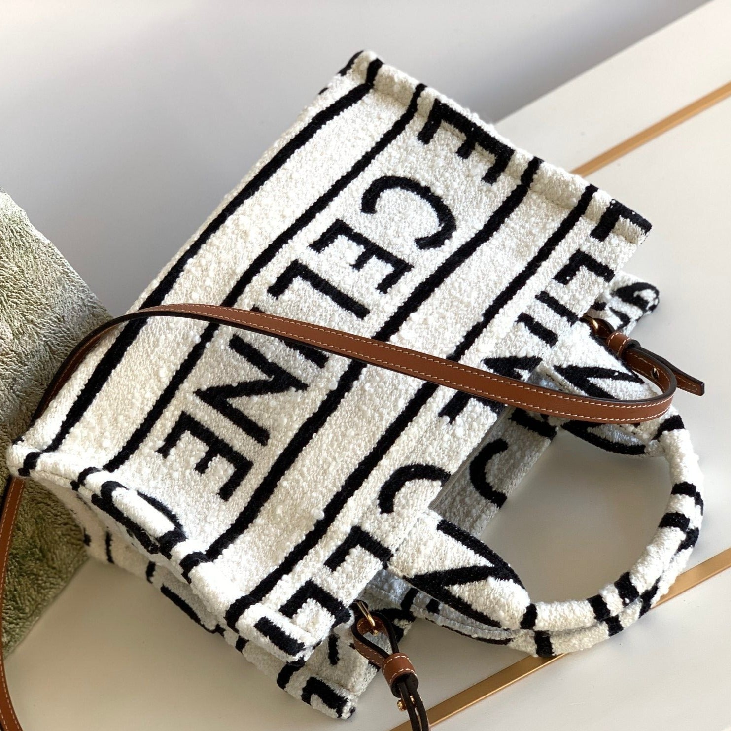 CELINE TRIOMPHE 26 FABRIC WHITE BLACK