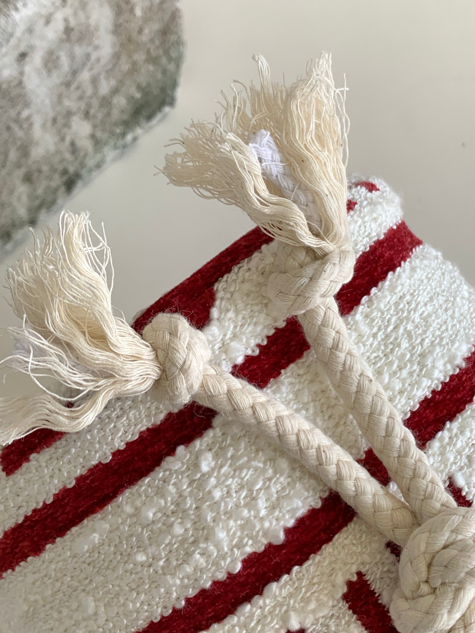 CELINE TRIPHOME 19 EMBROIDERED FABRIC WHITE RED