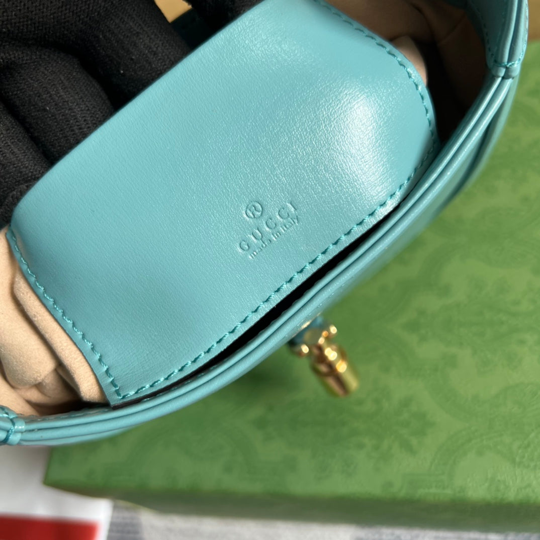 GUCCI JACKIE MINI 19 SHOULDER BAG IN PASTEL BLUE CALFSKIN