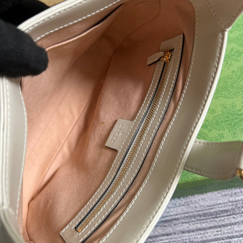 GUCCI JACKIE SMALL 28 SHOULDER BAG IN WHITE CALFSKIN