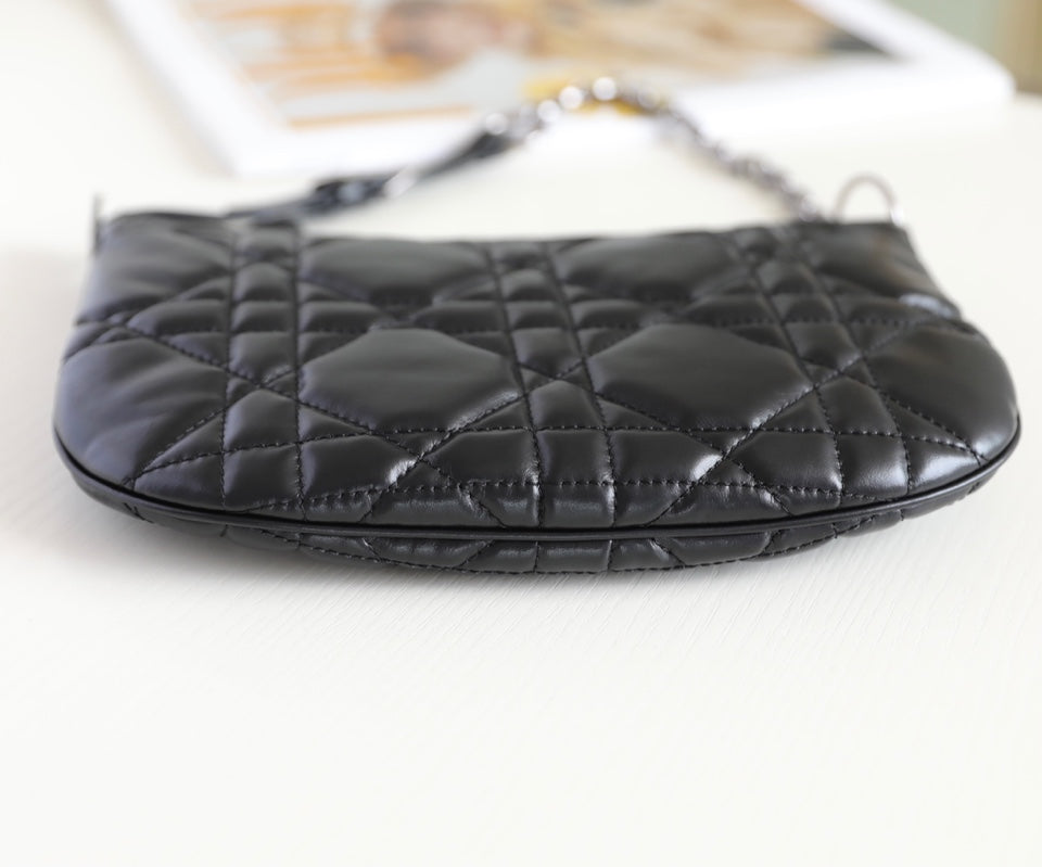 DIOR MINI CARO BAG 25 IN BLACK LAMBSKIN