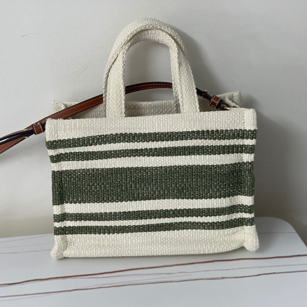 CELINE TRIOMPHE 29 FABRIC WHITE BLACK WITH BROWN LOGO
