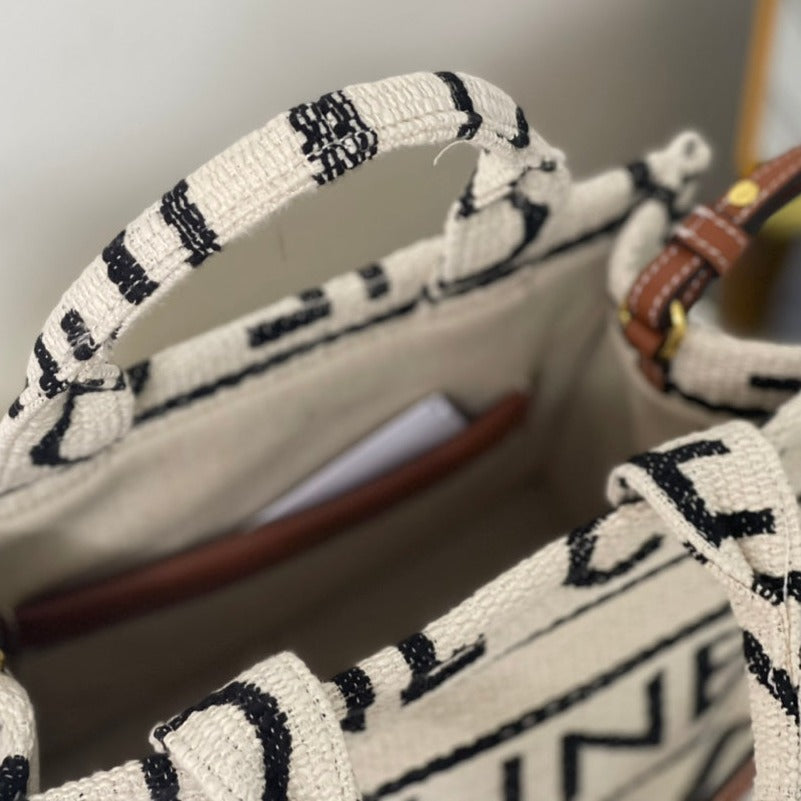 CELINE TRIOMPHE 29 FABRIC WHITE BLACK