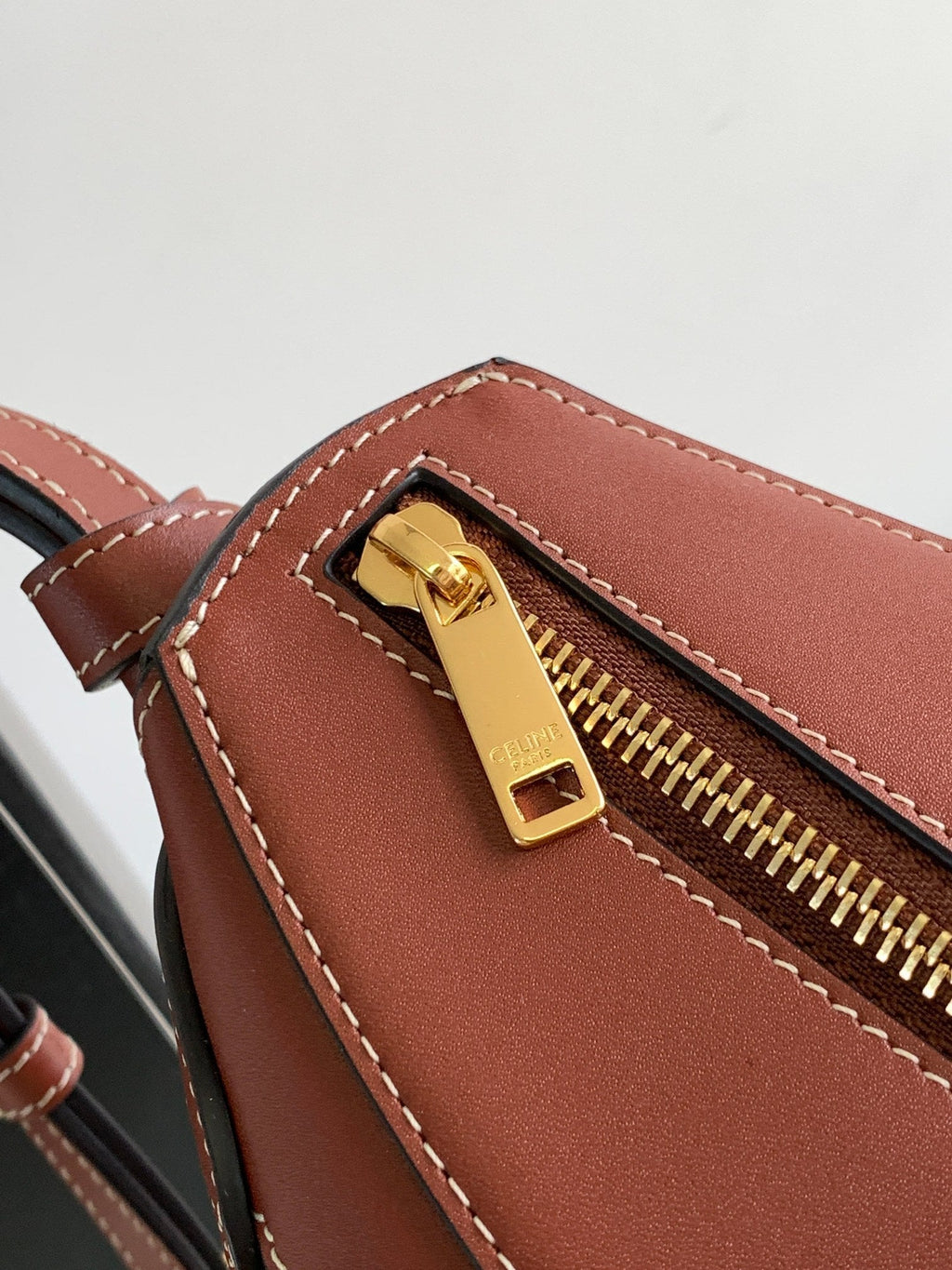 CELINE TRIOMPHE CLASSIC 25 WHITE BROWN CALFSKIN
