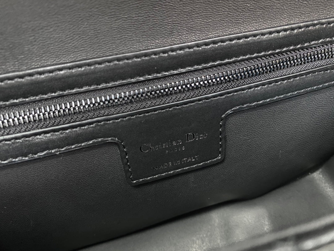 DIOR SMALL CAMP BAG 23 IN BLACK CALFSKIN