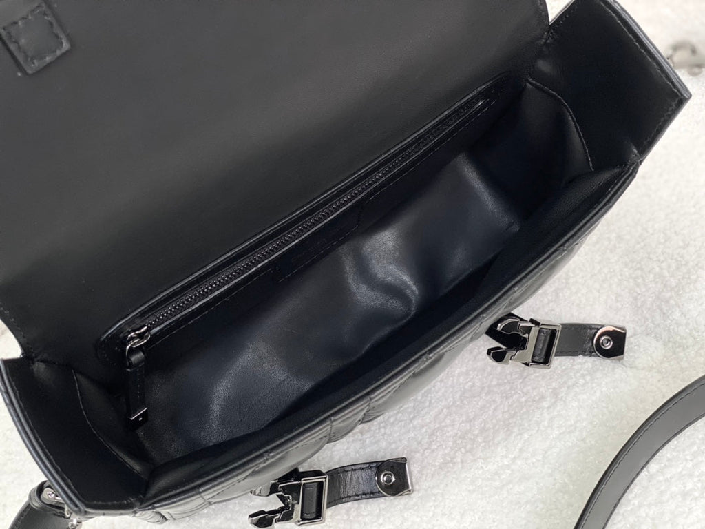 DIOR SMALL CAMP BAG 23 IN BLACK CALFSKIN