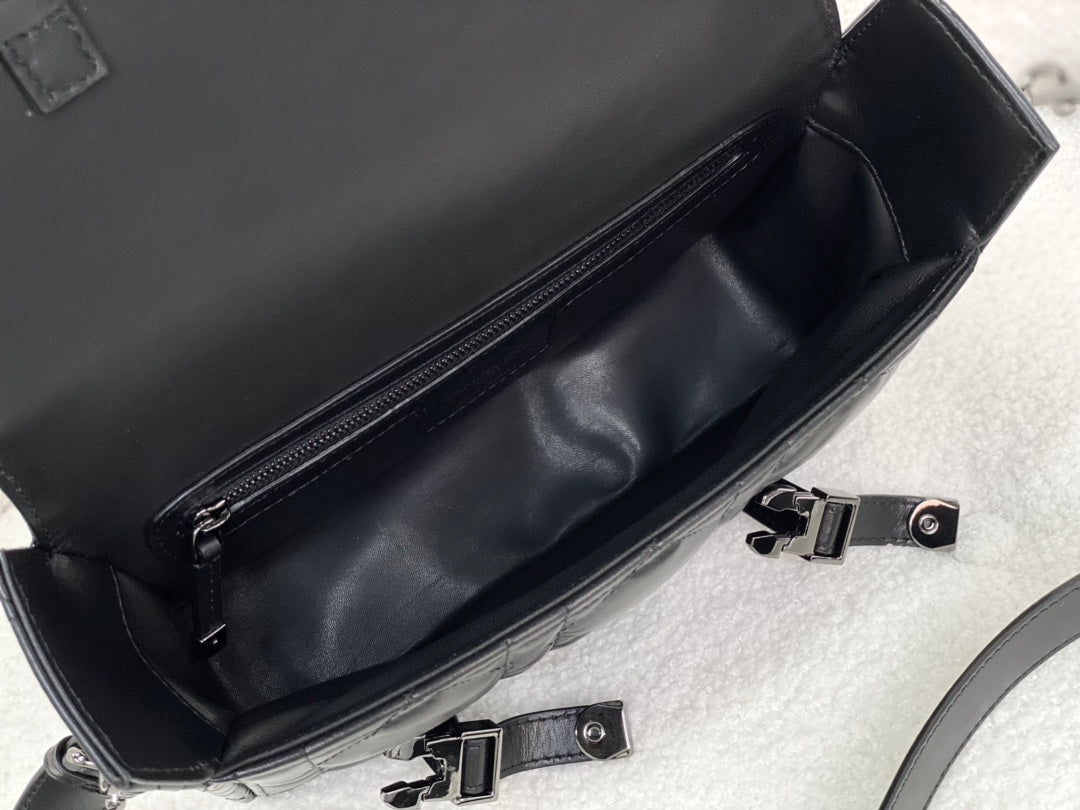DIOR SMALL CAMP BAG 23 IN BLACK CALFSKIN